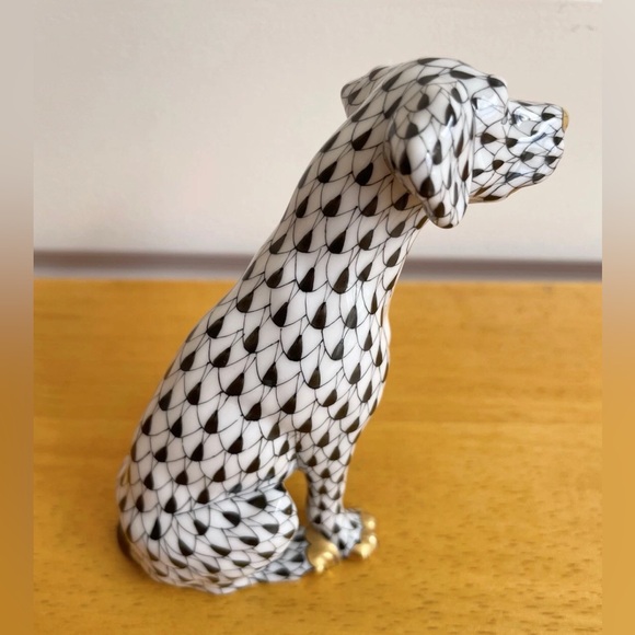 RARE Herend Sitting Dalmatian Black Fishnet Gold-Tone Figurine - Picture 8 of 10